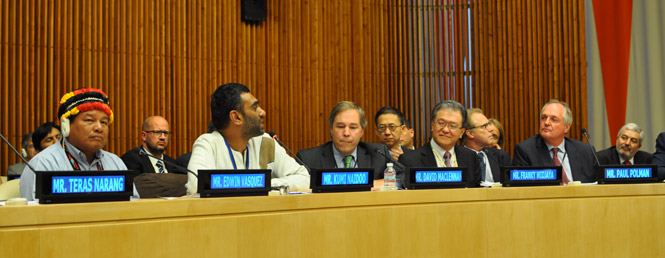 Government, civil society and business leaders meet at the UN Climate Summit session on forests. 