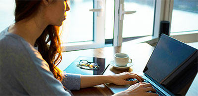 Woman working on laptop