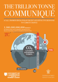 The Trillion Tonne Communiqué 2014. A call from business for an urgent and effective response to climate change. Produced and published by The Prince of Wales’s Corporate Leaders Group.
