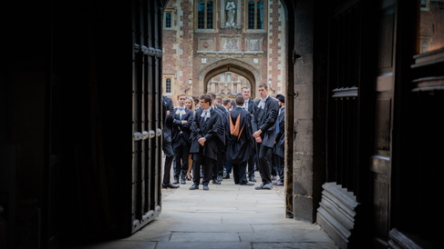 Students gathering for graduation ceremony