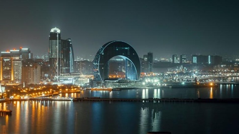 Night scene in Baku