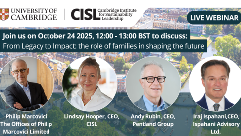 Speakers and logistics for the webinar 'From Legacy to Impact: the role of families in shaping the future'