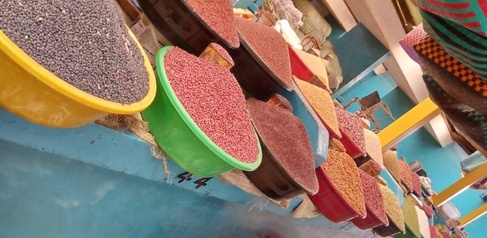 Food on sale at market in Busia, Kenya