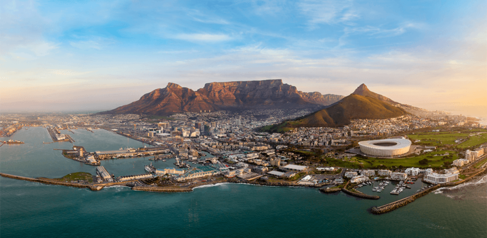 Cape Town and Table Mountain from the air