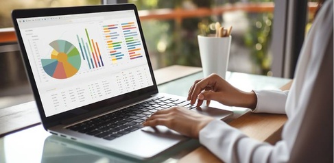 Woman analysing financial reports