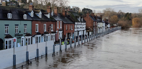 flood defences protecting a row of house