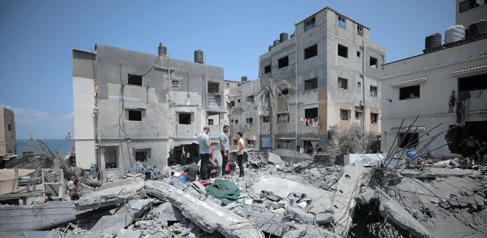Ruined buildings in Gaza