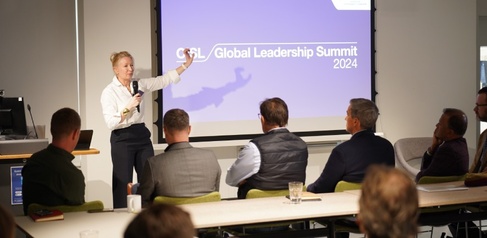 CISL's interim CEO, Lindsay Hooper, addresses attendees at the Global Leadership Summit in Cambridge