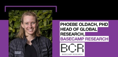Phoebe Oldach is smiling next to the Basecamp Research's Logo in a Canopy Branded Asset