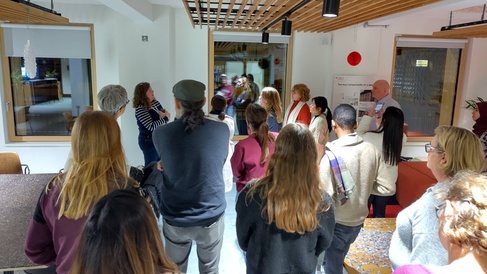 Postgraduate students on a tour of the Entopia building 