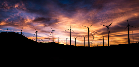 Wind turbines sky