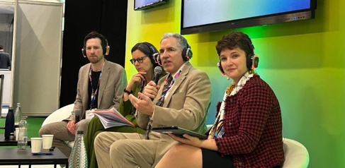 Dr Nina Seega, right, moderated a panel on biodiversity risk and the nature-positive transition at Innovation Zero 2024