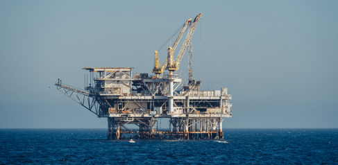 Oil drilling rig in the ocean