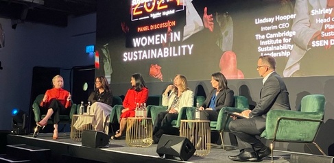 CISL CEO Lindsay Hooper (left) speaking on a panel at Sustainability Live 2024