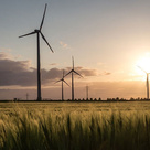 Wind turbines sunset