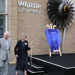 His Majesty The King arrives at the Whittle Laboratory