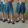 Low section of girls in school uniform