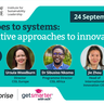 Portrait of panellists speaking at the From siloes to systems: Collaborative approaches to innovate at scale weinar