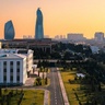 Baku skyline and sunset