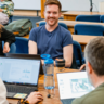 A group of students working together