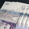 Close up of £20 sterling note