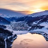 View of snowy landscape around Davos, Switzerland