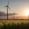 Wind turbines sunset