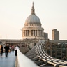 View of St Paul's Cathedral, London, across the Millennium Bridge