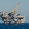Oil drilling rig in the ocean