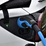 Tesla car with charging cable