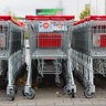 Row of supermarket trolleys