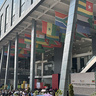 African flags displayed on a building
