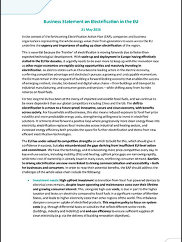 EU Electrification Statement