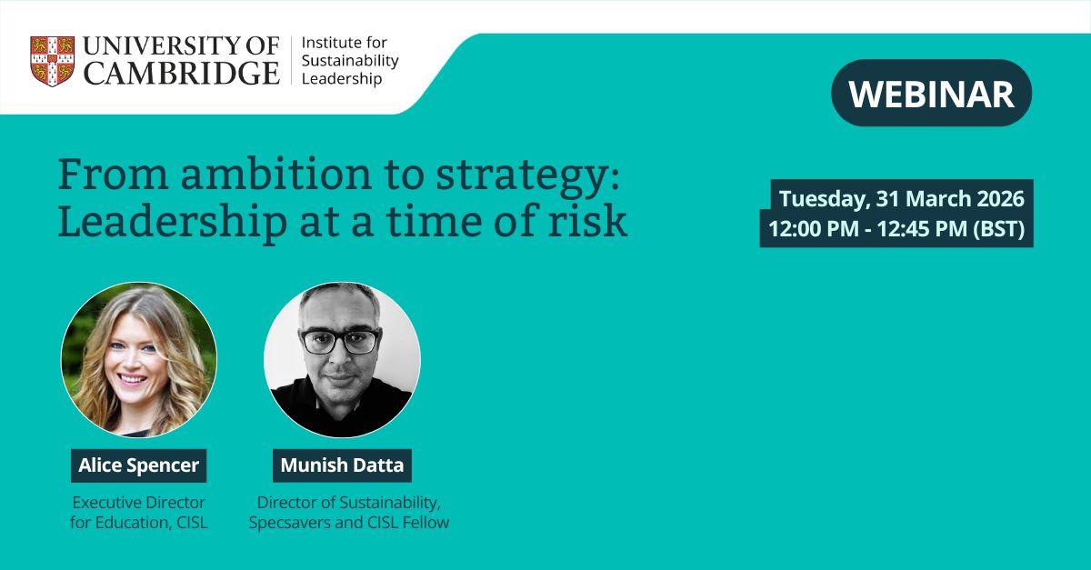 Webinar: From ambition to strategy: leadership at a time of risk, 31 March 2026