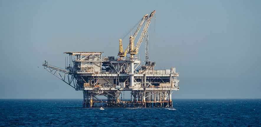 Oil drilling rig in the ocean