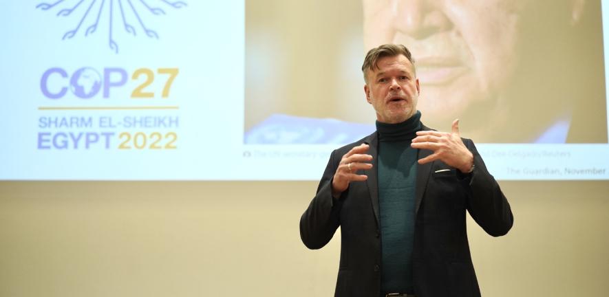 Richard Calland talking at COP 28 event
