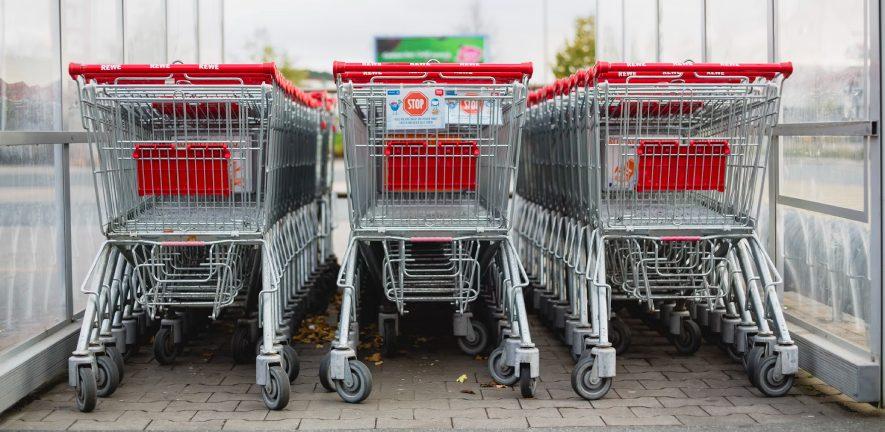 Row of supermarket trolleys