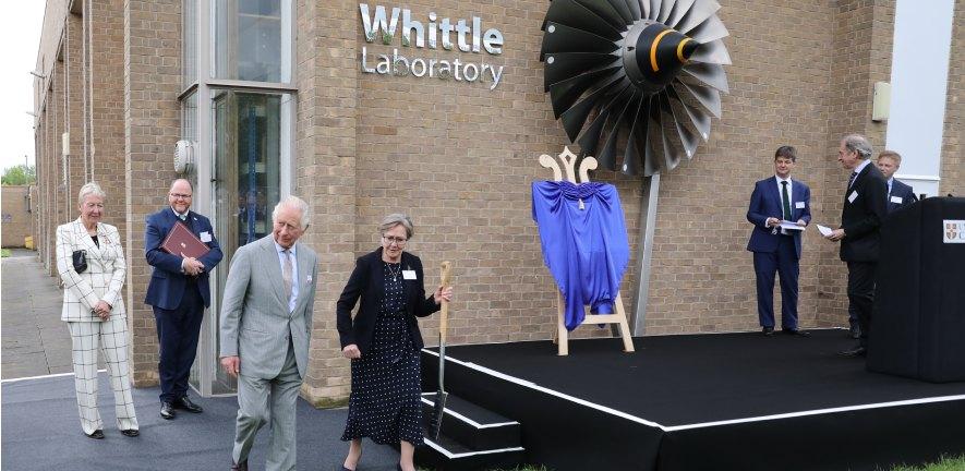 His Majesty The King arrives at the Whittle Laboratory