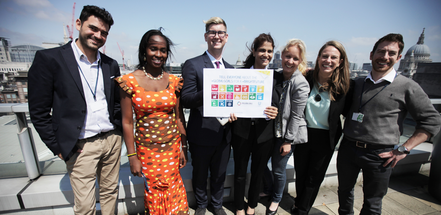 The seven finalists with the Global Goals